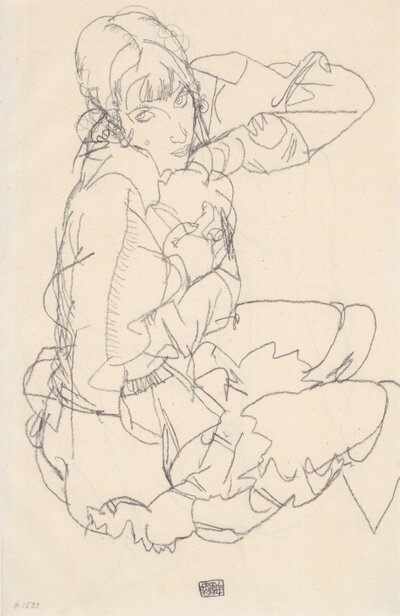 Sitzendes Mädchen von Egon Schiele